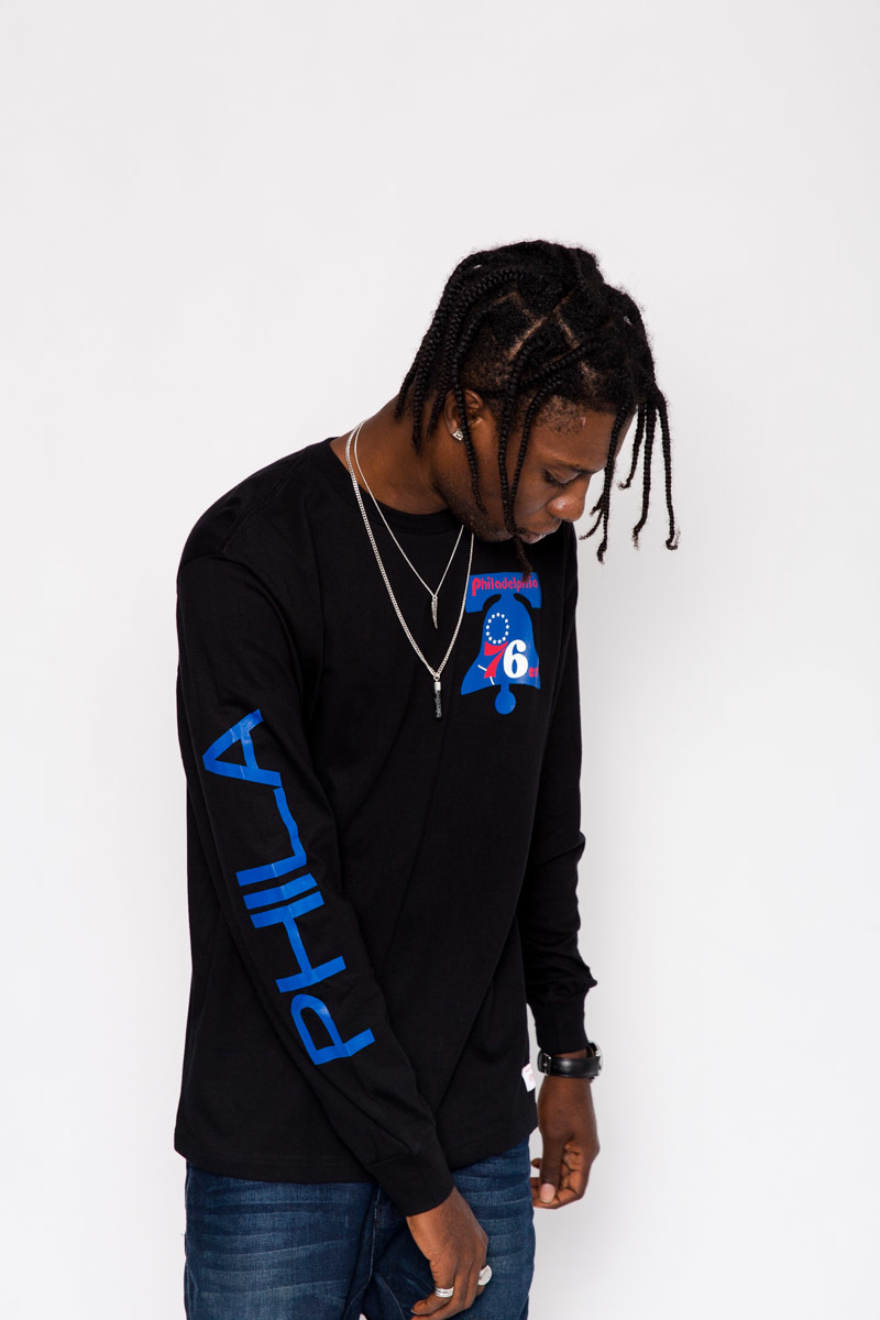 PHILADELPHIA 76ERS WORDMARK LONG-SLEEVE T-SHIRT- MENS BLACK | Stateside ...