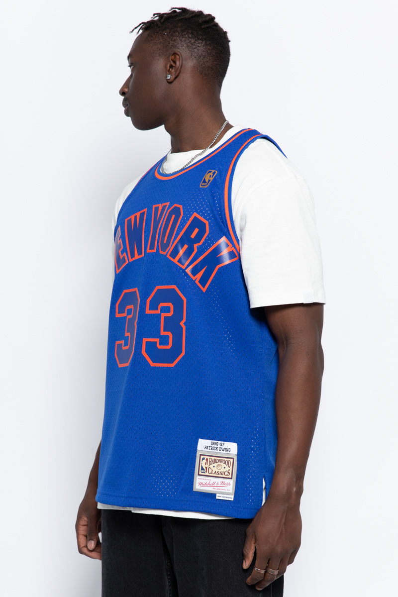New York Knicks Blue w/ Orange Majestic Hardwood Classics NBA Jersey 2XL