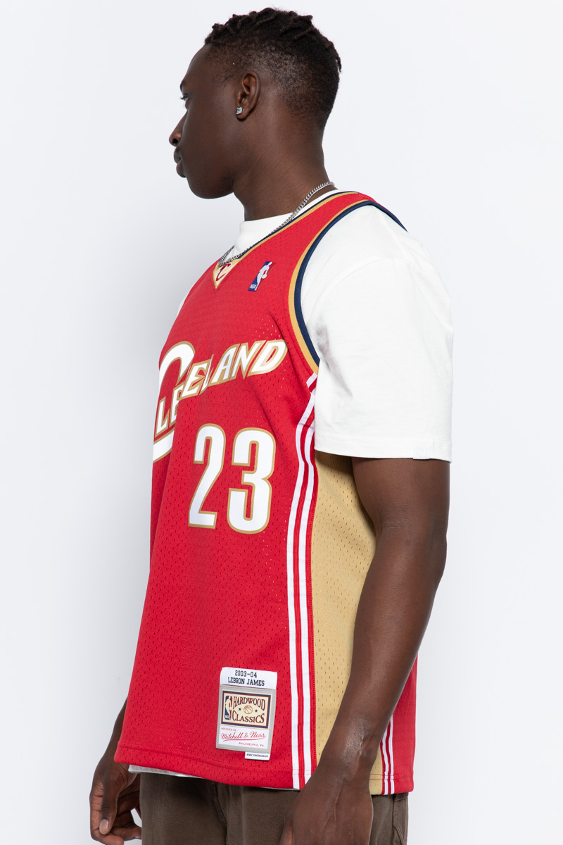 LeBron James Cleveland Cavaliers 2003-04 Red & Gold Swingman Jersey – Fan  Cave