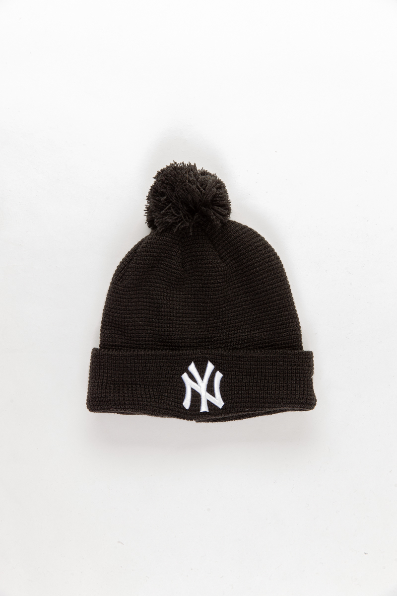 Pom Knit Beanie- Black | Stateside Sports