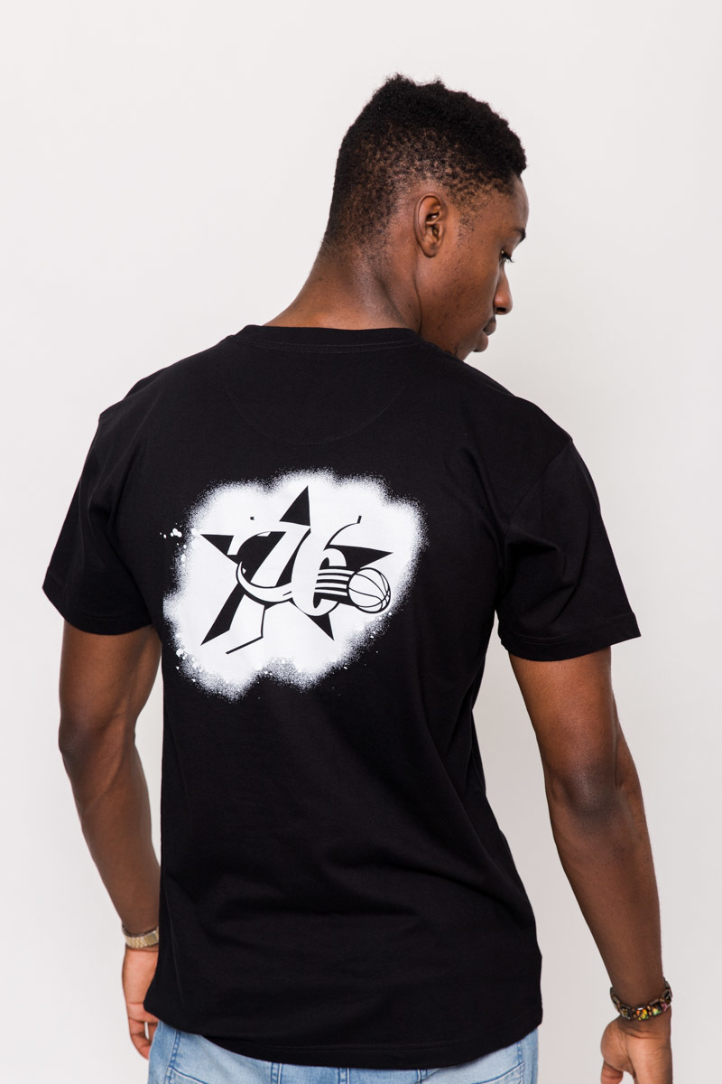 PHILADELPHIA 76ERS SPRAY PAINT TSHIRT MENS BLACK Stateside Sports