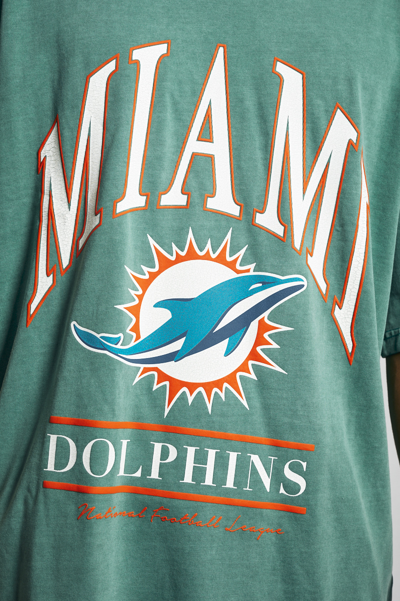 Miami Dolphins Vintage NFL Oversized Arch Tee in Teal