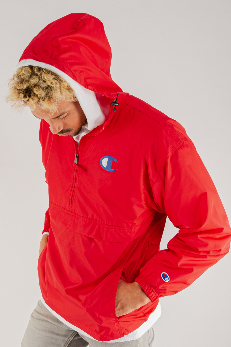 champion packable anorak jacket red