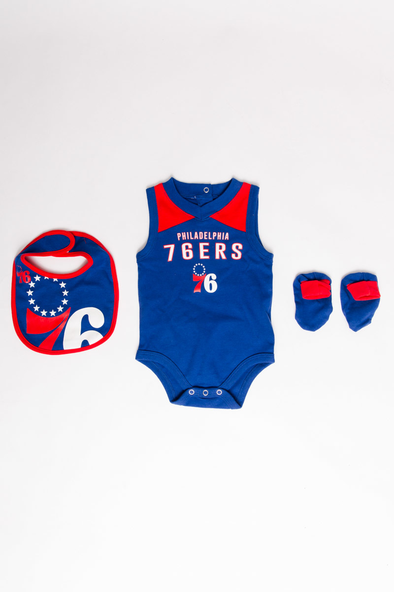 PHILADELPHIA 76ERS O/TIME CREEPER,BIB,BOOTIE SET BABY Stateside