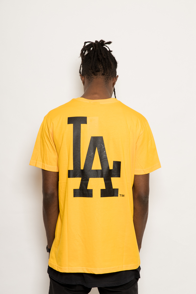 LOS ANGELES DODGERS MAJESTIC JEANER T-SHIRT- MENS YELLOW