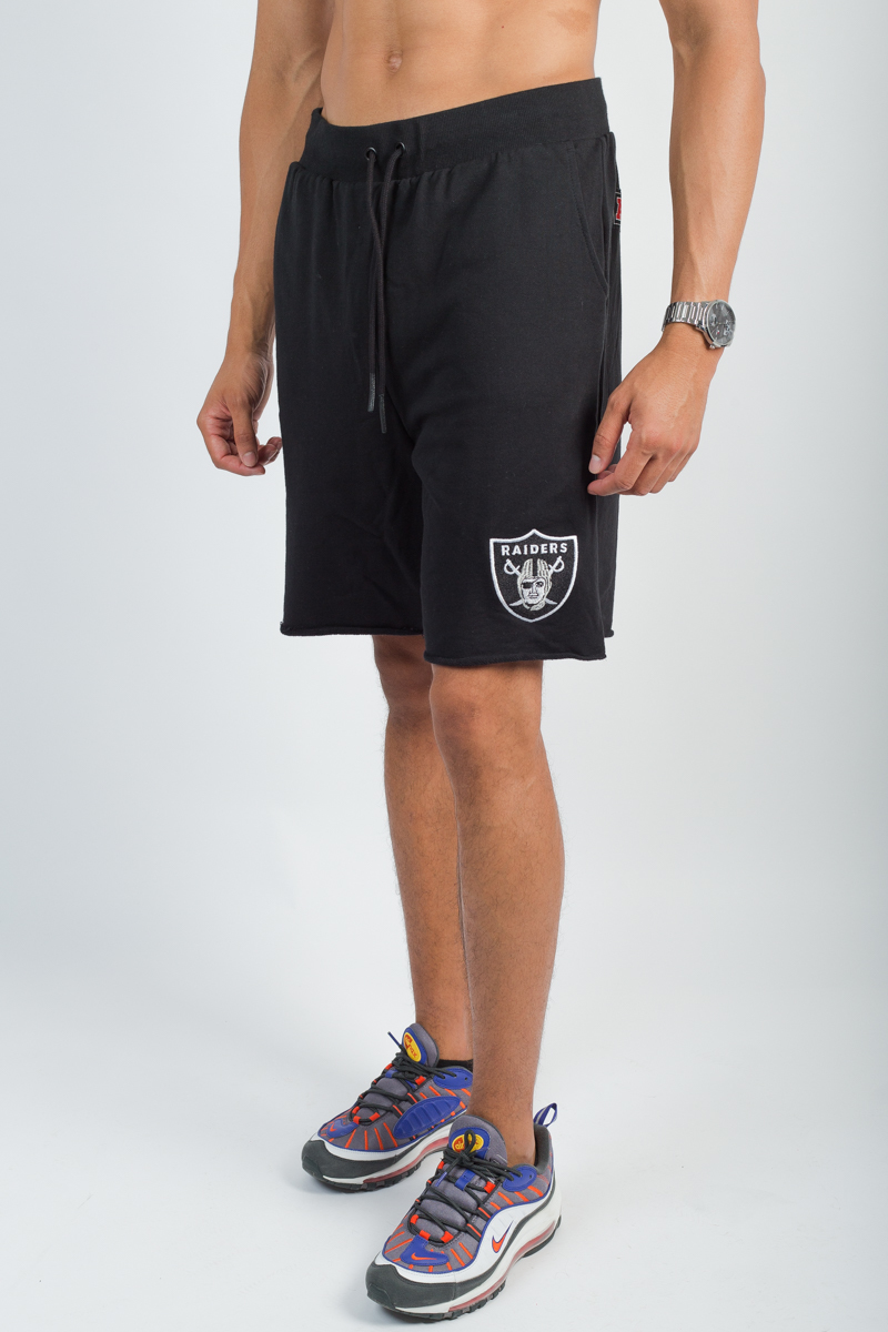 Raw Edge Fleece Shorts- Mens Black/White