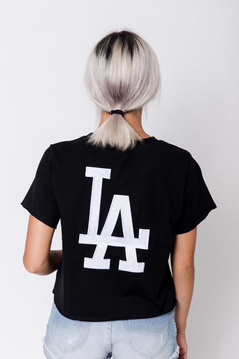 LOS ANGELES DODGERS HOKE CROP T-SHIRT- WOMENS BLACK