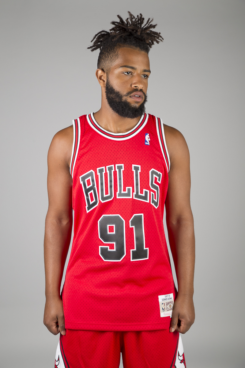  Mitchell & Ness Dennis Rodman Chicago Bulls NBA Throwback HWC  Jersey - Red : Sports & Outdoors